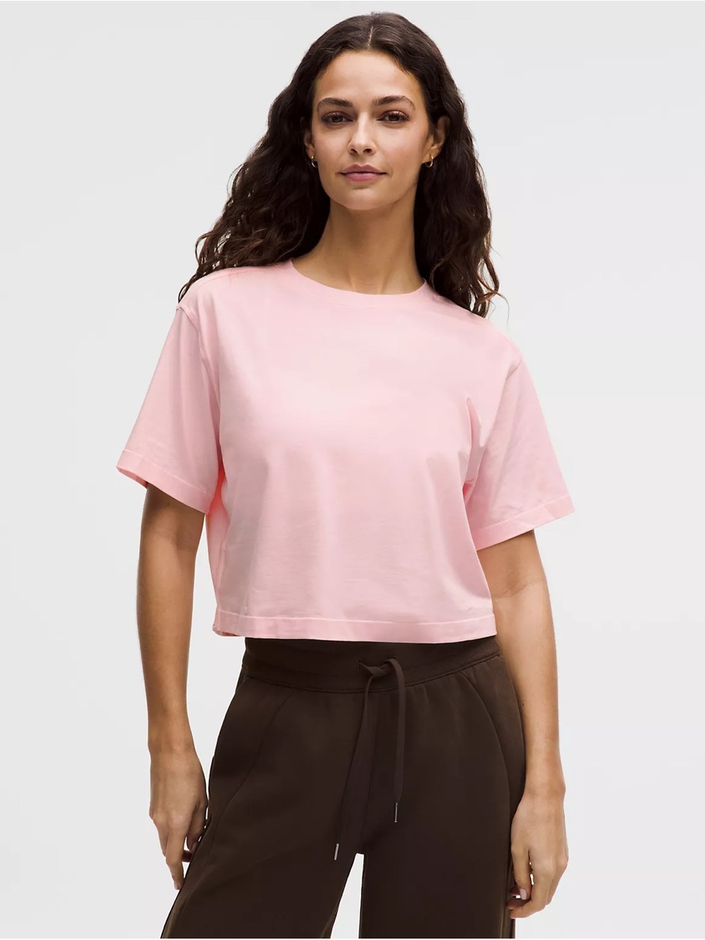 Lululemon All Yours Organic Cotton-Blend Cropped T-Shirt - Pink NWOT